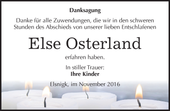 Traueranzeige von Else Osterland von Mitteldeutsche Zeitung Köthen