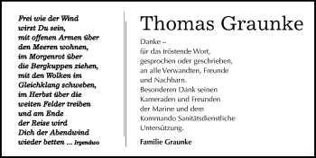 Traueranzeige von Thomas Graunke von Mitteldeutsche Zeitung Bitterfeld