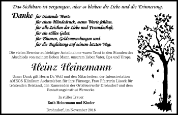 Traueranzeige von Heinz Heinemann von Mitteldeutsche Zeitung Aschersleben