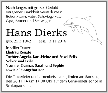 Traueranzeige von Hans Dierks von Mitteldeutsche Zeitung Merseburg/Querfurt