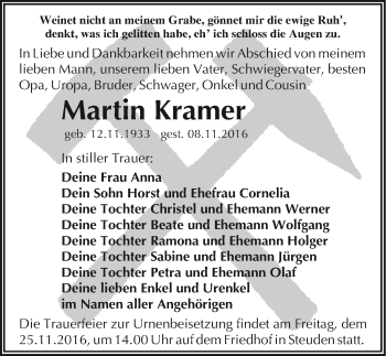 Traueranzeige von Martin Kramer von Mitteldeutsche Zeitung Halle/Saalkreis