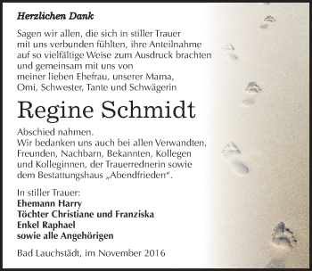 Traueranzeige von Regine Schmidt von Mitteldeutsche Zeitung Merseburg/Querfurt