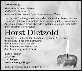 Traueranzeige von Horst Dietzold von Mitteldeutsche Zeitung Merseburg/Querfurt