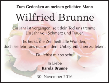 Traueranzeige von Wilfried Brunne von Mitteldeutsche Zeitung Aschersleben