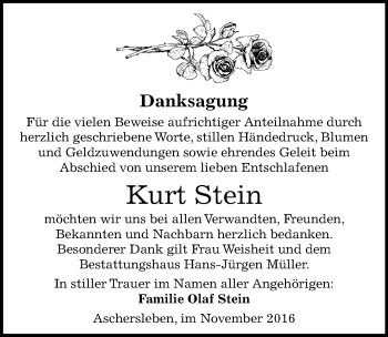 Traueranzeige von Kurt Stein von Mitteldeutsche Zeitung Aschersleben
