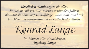 Traueranzeige von Konrad Lange von WVG - Wochenspiegel Merseburg