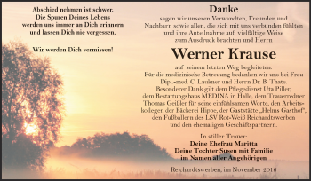 Traueranzeige von Werner Krause von WVG - Wochenspiegel Halle