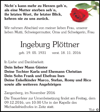 Traueranzeige von Irmgard Straka von Mitteldeutsche Zeitung Sangerhausen