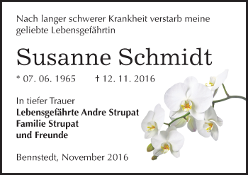 Traueranzeige von Susanne Schmidt von Mitteldeutsche Zeitung Halle/Saalkreis