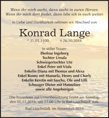 Traueranzeige von Konrad Lange von Mitteldeutsche Zeitung Merseburg/Querfurt