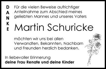 Traueranzeige von Martin Schuricke von Mitteldeutsche Zeitung Dessau-Roßlau