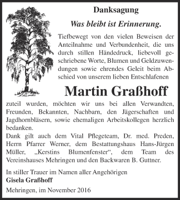 Traueranzeige von Martin Graßhoff von Super Sonntag Aschersleben