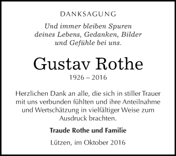 Traueranzeige von Gustav Rothe von Super Sonntag Merseburg