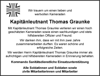 Traueranzeige von Thomas Graunke von Mitteldeutsche Zeitung Bitterfeld