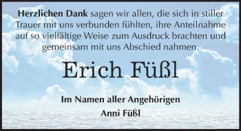 Traueranzeige von Erich Füßl von Mitteldeutsche Zeitung Merseburg/Querfurt