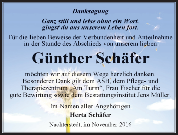 Traueranzeige von Günther Schäfer von Mitteldeutsche Zeitung Aschersleben