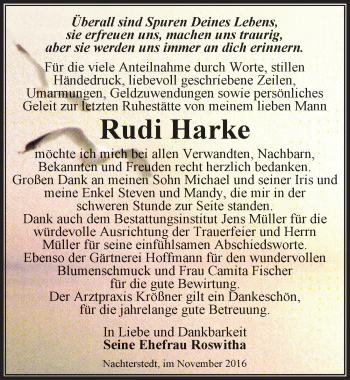 Traueranzeige von Rudi Harke von Mitteldeutsche Zeitung Aschersleben