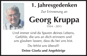 Traueranzeige von Georg Kruppa von Mitteldeutsche Zeitung Dessau-Roßlau