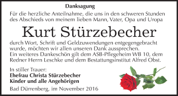 Traueranzeige von Kurt Stürzebecher von Mitteldeutsche Zeitung Merseburg/Querfurt