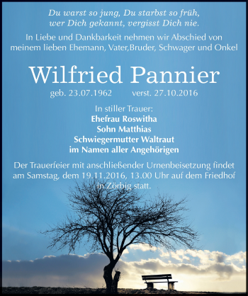 Traueranzeige von Wilfried Pannier von Mitteldeutsche Zeitung Bitterfeld