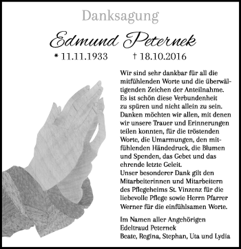 Traueranzeige von Edmund Peternek von Mitteldeutsche Zeitung Bitterfeld