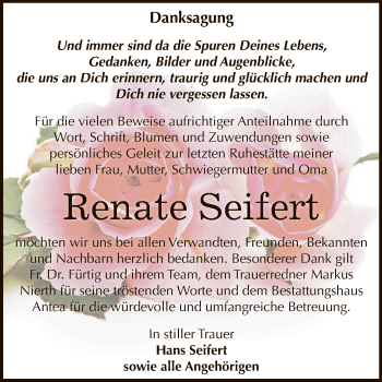 Traueranzeige von Renate Seifert von Super Sonntag Zeitz