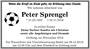 Traueranzeige von Peter Sprengel von Mitteldeutsche Zeitung Köthen