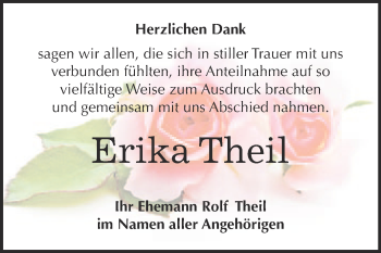 Traueranzeige von Erika Theil von WVG - Wochenspiegel Merseburg