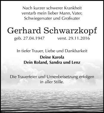 Traueranzeige von Gerhard Schwarzkopf von Mitteldeutsche Zeitung Bitterfeld