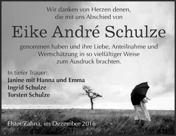 Traueranzeige von Eike André Schulze von Super Sonntag Wittenberg