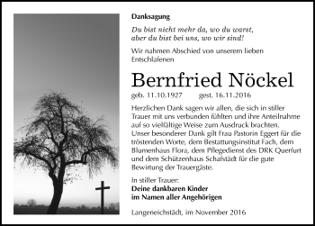 Traueranzeige von Bernfried Nöckel von Mitteldeutsche Zeitung Merseburg/Querfurt