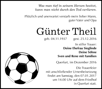 Traueranzeige von Günter Theil von Mitteldeutsche Zeitung Merseburg/Querfurt