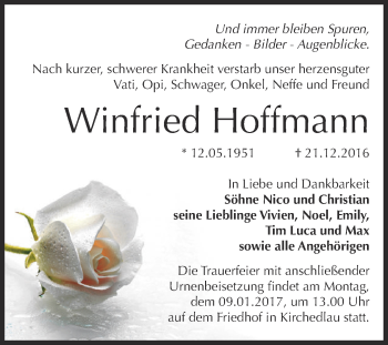 Traueranzeige von Winfried Hoffmann von Super Sonntag Bernburg