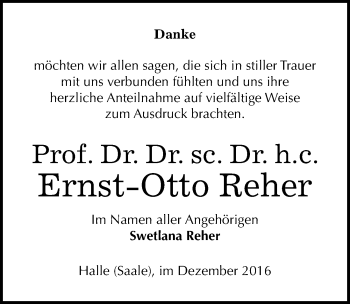 Traueranzeige von Ernst Otto Reher von Mitteldeutsche Zeitung Halle/Saalkreis