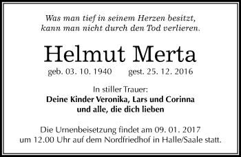 Traueranzeige von Helmut Merta von Mitteldeutsche Zeitung Halle/Saalkreis