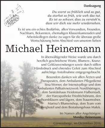 Traueranzeige von Michael Heinemann von WVG - Wochenspiegel Quedlinburg