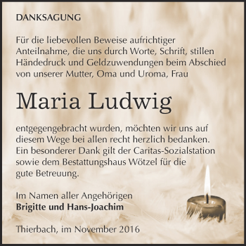 Traueranzeige von Maria Ludwig von Super Sonntag Zeitz