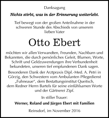 Traueranzeige von Otto Ebert von Mitteldeutsche Zeitung Köthen
