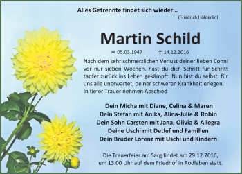 Traueranzeige von Martin Schild von Mitteldeutsche Zeitung Dessau-Roßlau