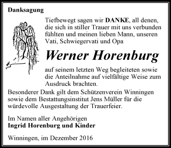Traueranzeige von Werner Horenburg von Mitteldeutsche Zeitung Aschersleben