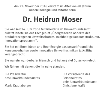 Traueranzeige von Heidrun Moser von Mitteldeutsche Zeitung Dessau-Roßlau