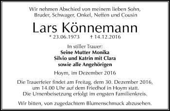 Traueranzeige von Lars Könnemann von Mitteldeutsche Zeitung Aschersleben