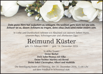 Traueranzeige von Reimund Küster von Mitteldeutsche Zeitung Bitterfeld