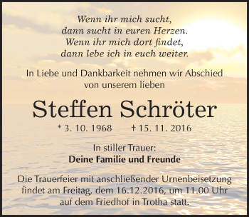 Traueranzeige von Steffen Schröter von Mitteldeutsche Zeitung Halle/Saalkreis