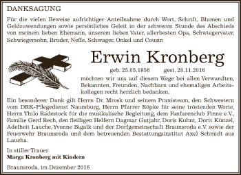 Traueranzeige von Erwin Kronberg von WVG - Wochenspiegel NMB / WSF / ZTZ