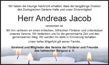 Traueranzeige von Andreas Jacob von Mitteldeutsche Zeitung Halle/Saalkreis
