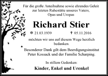 Traueranzeige von Richard Stier von Mitteldeutsche Zeitung Dessau-Roßlau