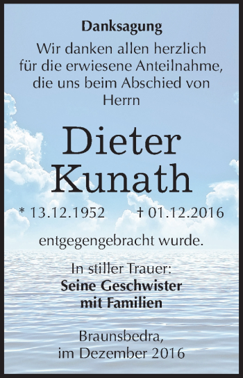 Traueranzeige von Dieter Kunath von Mitteldeutsche Zeitung Merseburg/Querfurt