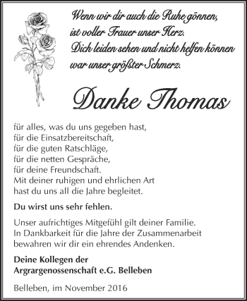Traueranzeige von Thomas  von Super Sonntag Bernburg