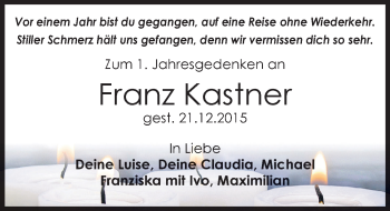 Traueranzeige von Franz Kastner von Mitteldeutsche Zeitung Weißenfels